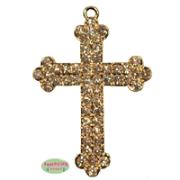 AB Gold Tone Rhinestone Cross Pendant