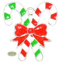 Red and Green Candy Cane Enamel Pendant