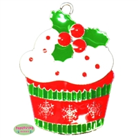 Festive Christmas Cupcake Enamel Pendant