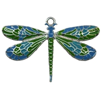 Enamel Blue and Green Dragonfly Pendant