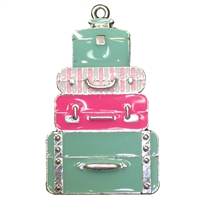 Retro Stacked Suitcase Luggage Enamel Pendant