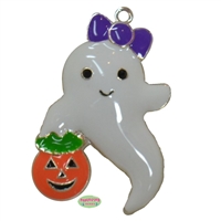 Trick or Treat Ghost Enamel Pendant