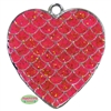 Hot Pink Glitter Heart Enamel Pendant