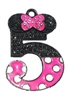 Hot Pink Minnie Style "5" Rhinestone and Enamel Pendant 35 x 25 mm