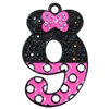 Minnie Style Nine 9 Rhinestone and Enamel Pendant 35 x 25 mm