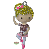 Blonde Rhinestone Ballerina Pendant 53mm x 33mm