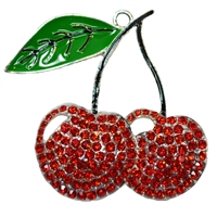 Red Cherry Rhinestone Pendant 48mm x 44mm