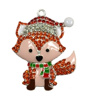 Darling Christmas Fox Rhinestone Pendant 46mm x 33mm