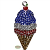 Red White and Blue Rhinestone Ice Cream Pendant
