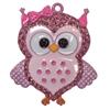 Pink Polka Dot Owl Rhinestone Pendant