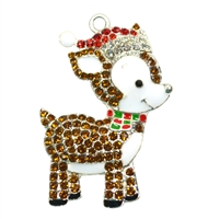 Holiday Christmas Reindeer Rhinestone Pendant