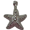 43mm Silver Starfish Pendant in Rhinestones