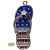 Patriotic Summer Flip Flop Sandal Rhinestone and Enamel Pendant