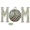 Volleyball Mom Rhinestone and Enamel Pendant 49mm x 26mm