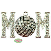 Volleyball Mom Rhinestone and Enamel Pendant 49mm x 26mm