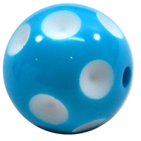 20mm Cyan Blue Polka Dot Bubblegum Beads