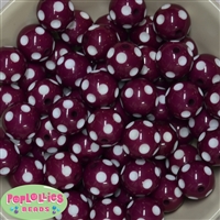 20mm Maroon Polka Dot Bubblegum Beads