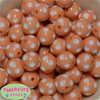 20mm Peach Polka Dot Bubblegum Beads