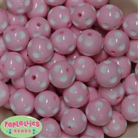 20mm Pink Polka Dot Bubblegum Beads