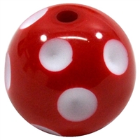 20mm Red Polka Dot Bubblegum Beads