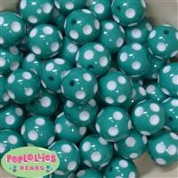 20mm Teal Green Polka Dot Bubblegum Beads Bulk