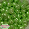 20mm Lime Green Pumpkin Style Acrylic Bubblegum Bead