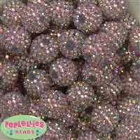 20mm Silver Pink Rhinestone Bubblegum Beads