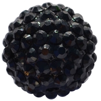 20mm Black Rhinestone Bubblegum Beads