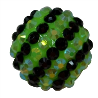 20mm Black and Green Stripe Rhinestone Bead