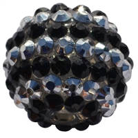 20mm Silver and Black Stripe Rhinestone Bubblegum Beads