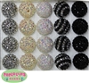 20mm Black/White Rhinestone Bubblegum Bead Mix