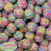 20mm Cupcake Confetti Rhinestone Bubblegum Beads