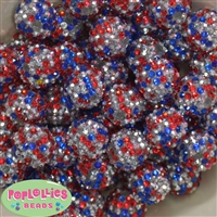 20mm USA Confetti Rhinestone Bubblegum Beads