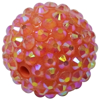 20mm Coral Rhinestone Bubblegum Beads