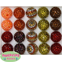 20mm Autumn Rhinestone Bubblegum Bead Mix