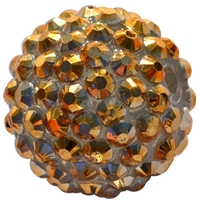 20mm Gold Metallic Rhinestone Bubblegum Beads