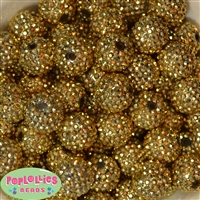 20mm Gold Metallic Rhinestone Bubblegum Beads