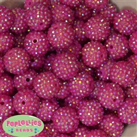 20mm Hot Pink Rhinestone Bubblegum Beads Bulk