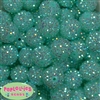 20mm Mint Rhinestone Bubblegum Beads Bulk