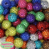 20mm Metallic Rhinestone Mix Bubblegum Beads Bulk