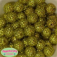 20mm Yellow Metallic Rhinestone Bubblegum Beads Bulk
