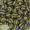 20mm Royal, Silver and Yellow Stripe Rhinestone Bubblegum Beads