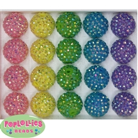 20mm Pastel Mix Rhinestone Bubblegum Bead Mix