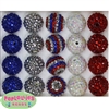 20mm Patriotic Rhinestone Bubblegum Bead Mix