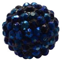 20mm Navy Blue Rhinestone Bubblegum Beads