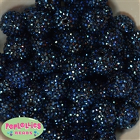 20mm Navy Blue Rhinestone Bubblegum Beads