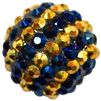 20mm Navy & Gold Stripe Rhinestone Bubblegum Beads