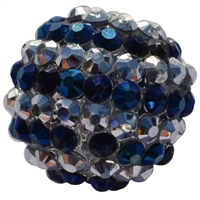 20mm Navy & Silver Stripe Rhinestone Bubblegum Beads