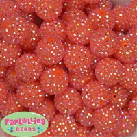 20mm Neon Orange Rhinestone Bubblegum Beads