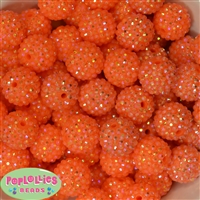 20mm Orange Rhinestone Bubblegum Beads Bulk